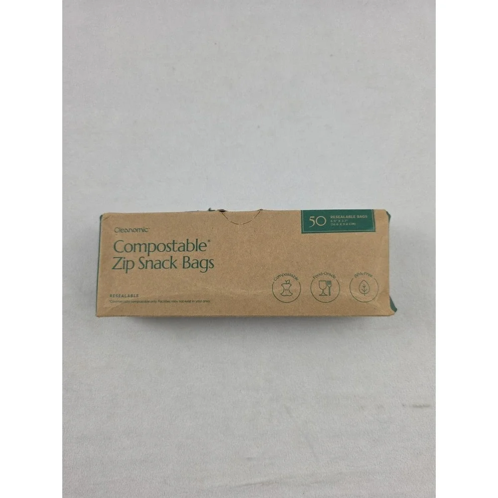Compostable* Snack Size Food Storage Bags (50 Eco Zip) Freezer and Leak Proof...